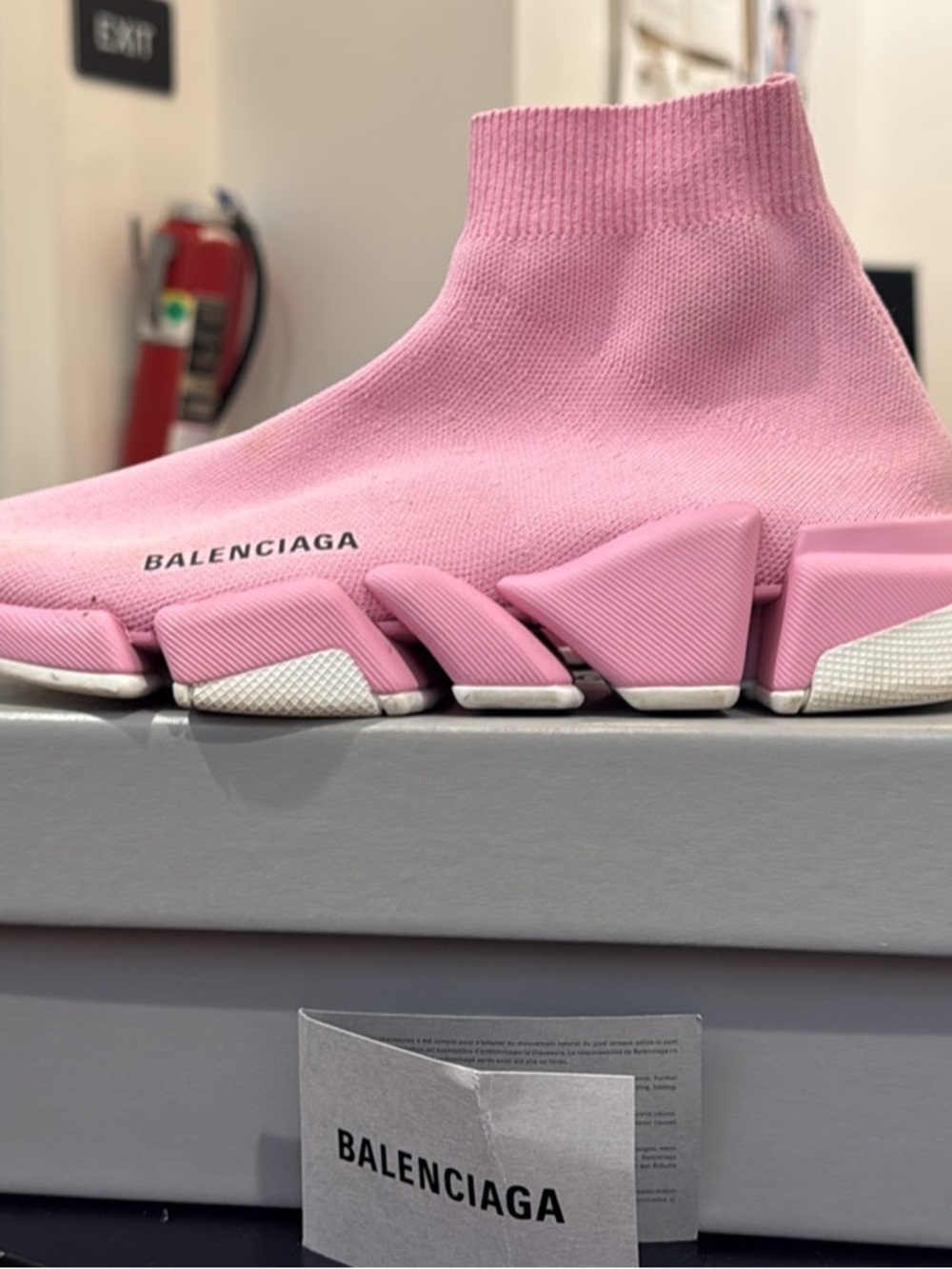 Balenciaga Pink Knit Speed-Style Sock Sneaker